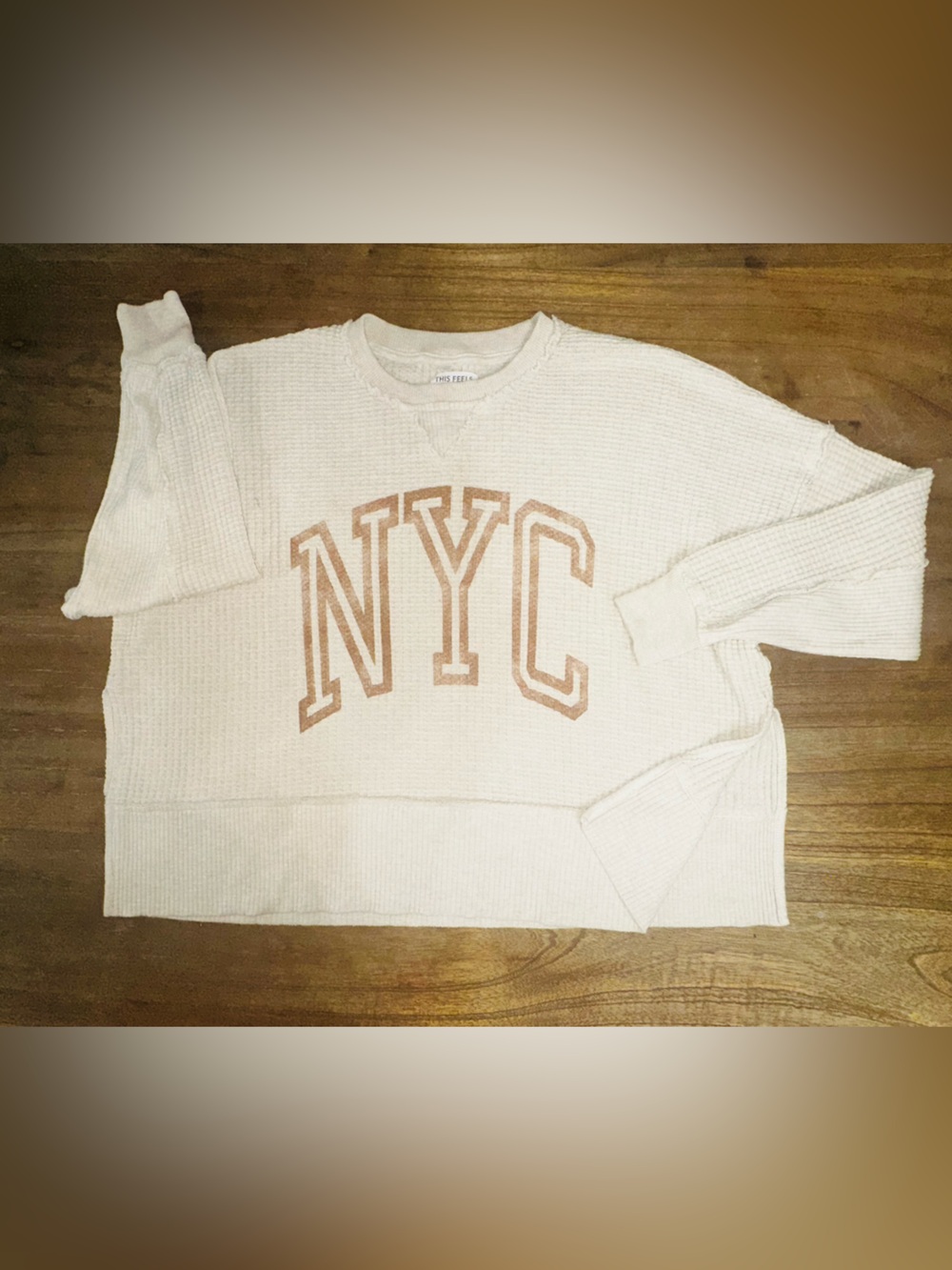 American Eagle Cozy NYC Cream waffle print Pullover Sweater. Sz: XS